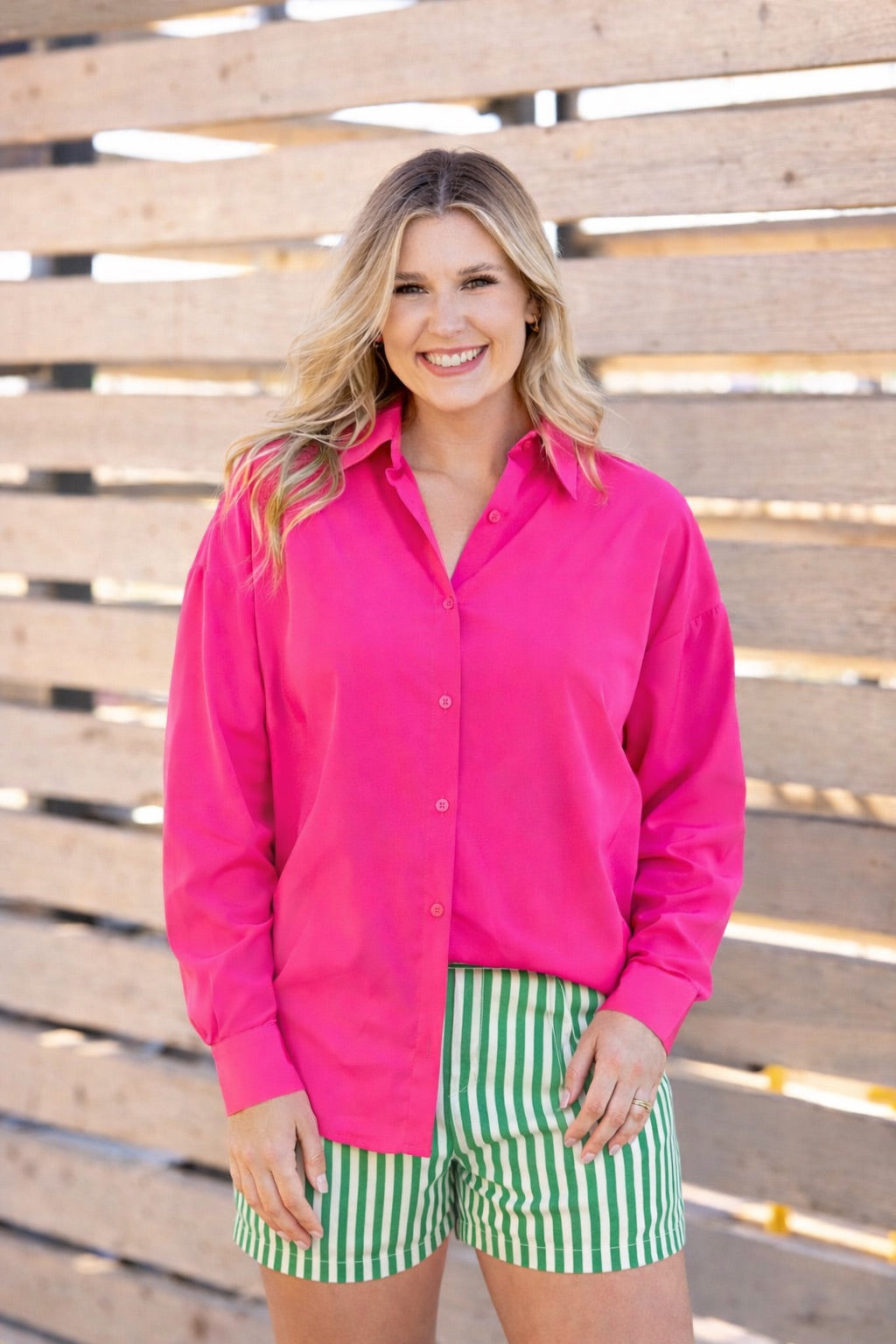 The Kathryn Button-Up, Hot Pink