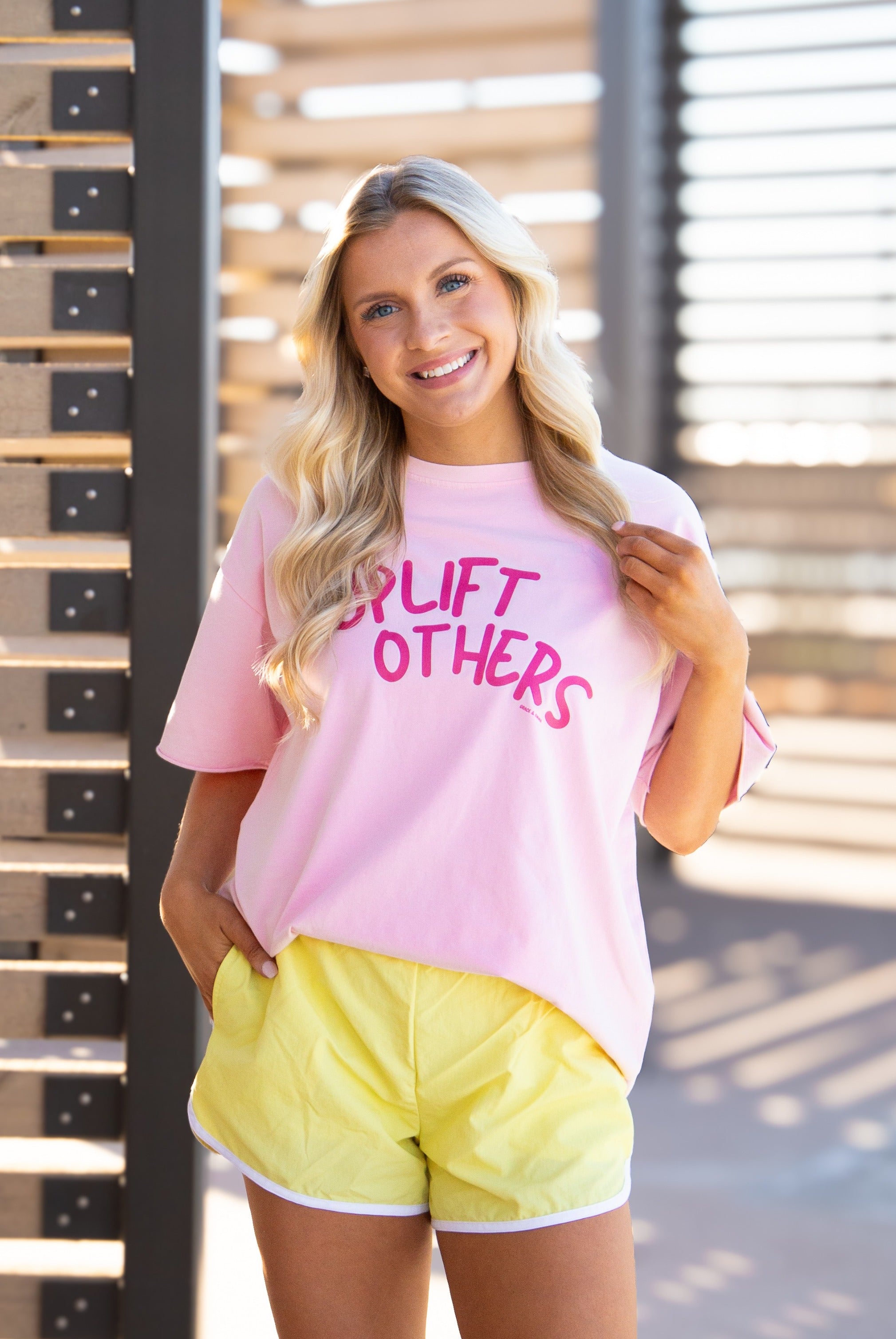 Uplift Others on Pink Relaxed Fit Tee