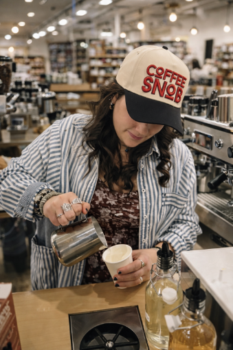 "Coffee Snob" on Tan Cap with Black Bill