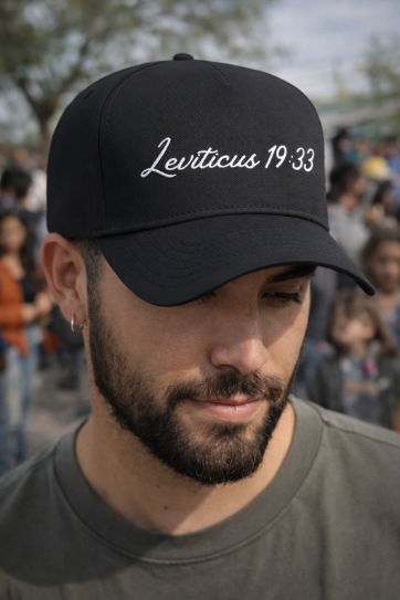 "Leviticus 19:33" on Black Cap