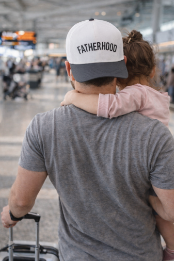 "Fatherhood" on White Cap with Black Bill