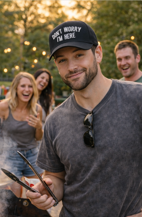 "DON'T WORRY I'M HERE" on Black Cap