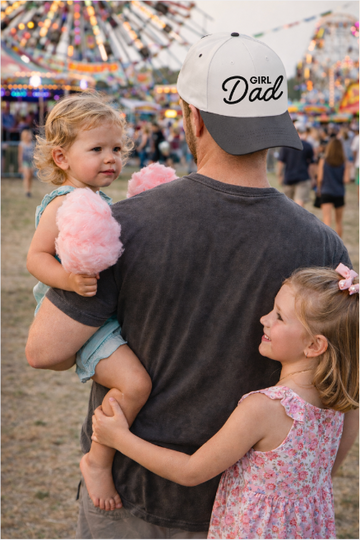 "Girl Dad" on White Cap with Black Bill