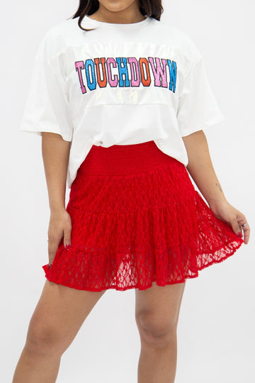 Lace Skirt with Shorts, Red