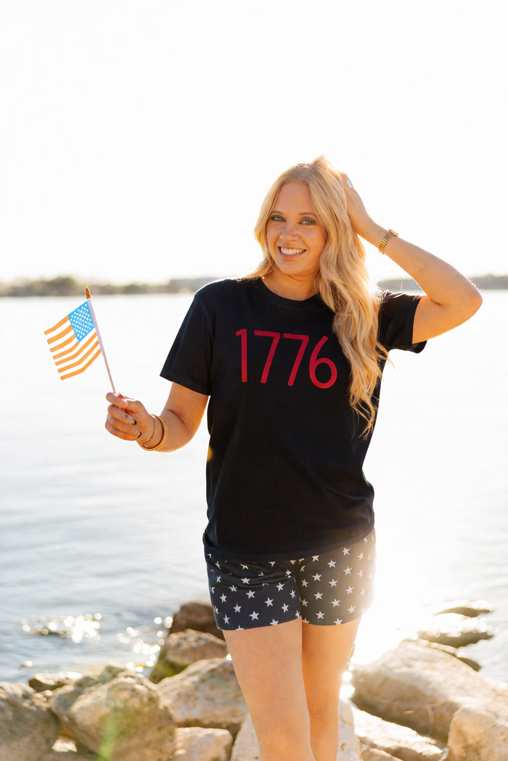1776 on Black Tee Shirt Blank