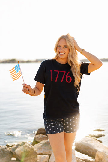 1776 on Black Tee Shirt Blank