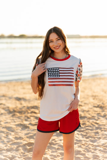 Sequin Flag on Princess Top