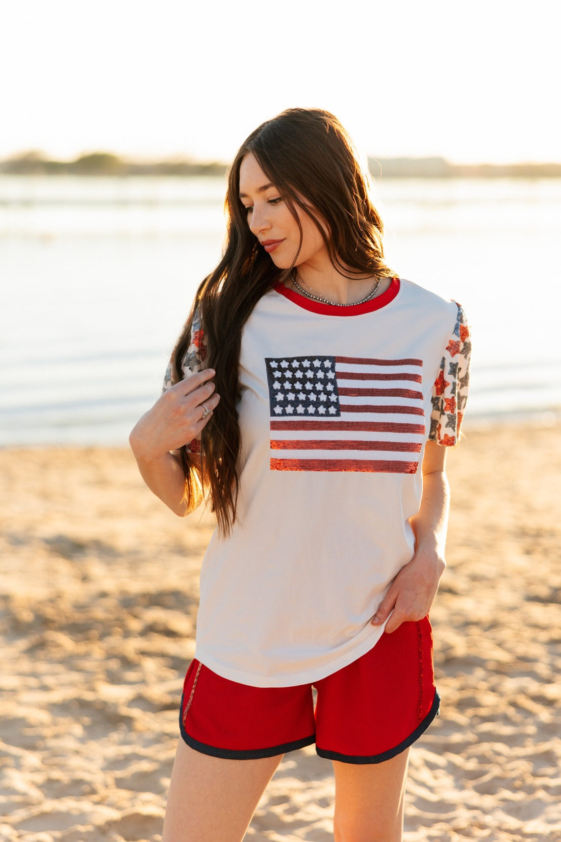 Sequin Flag on Princess Top