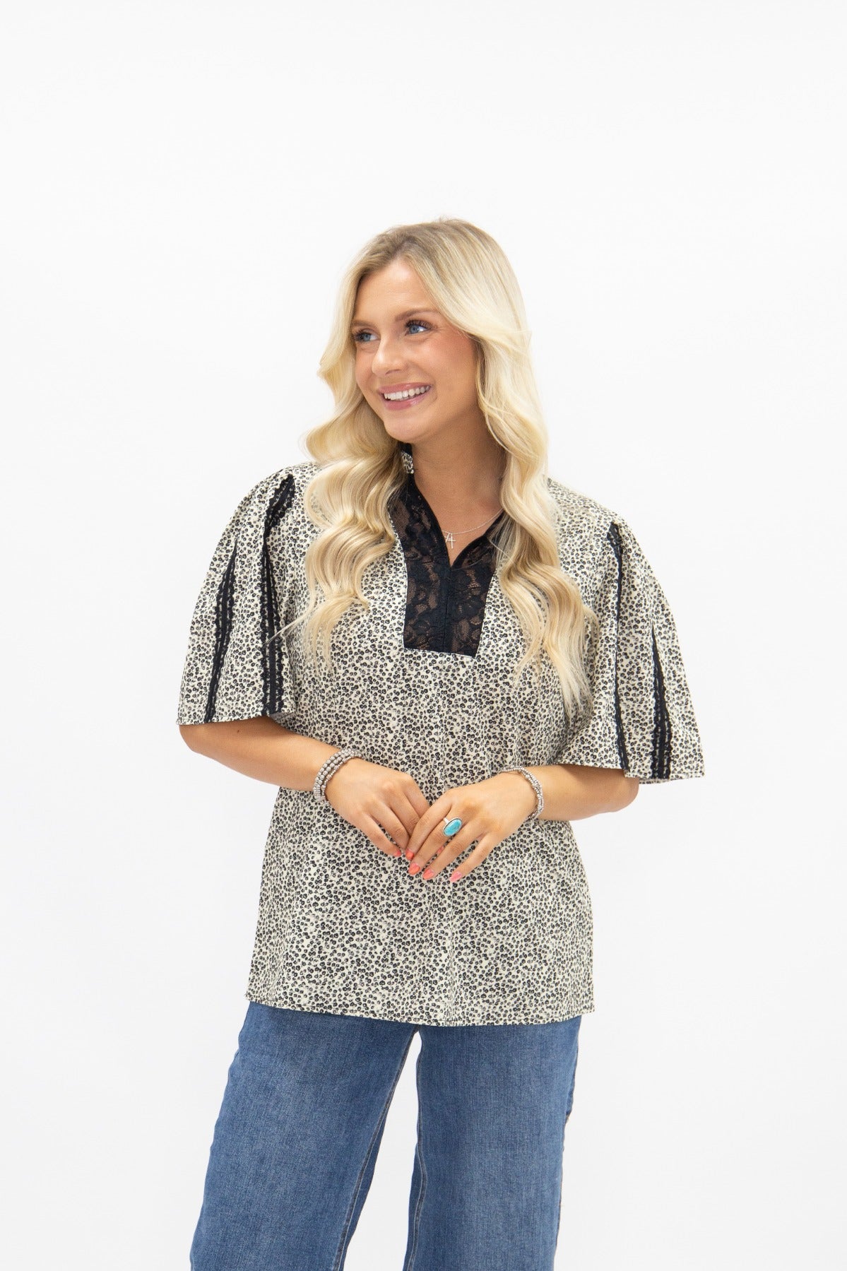 Black & Ivory Floral Top