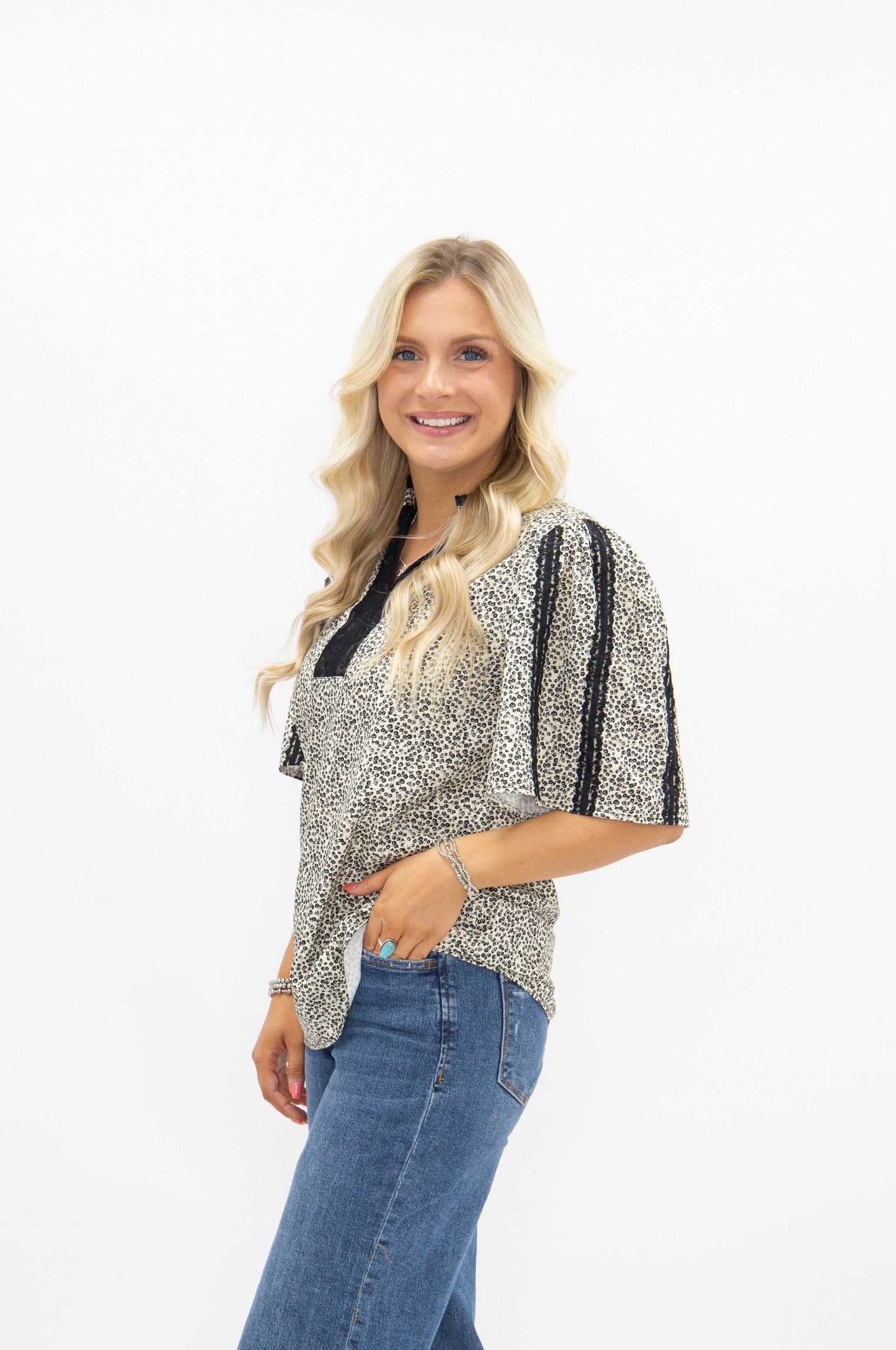 Black & Ivory Floral Top