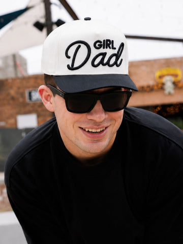 "Girl Dad" on White Cap with Black Bill
