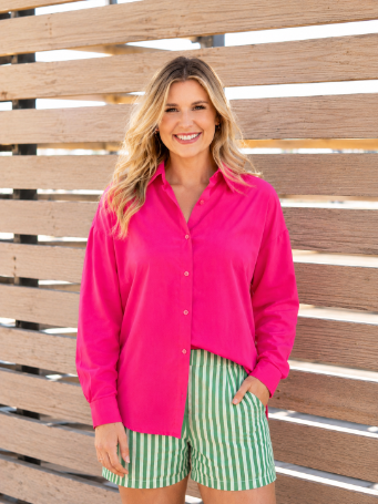 The Kathryn Button-Up, Hot Pink