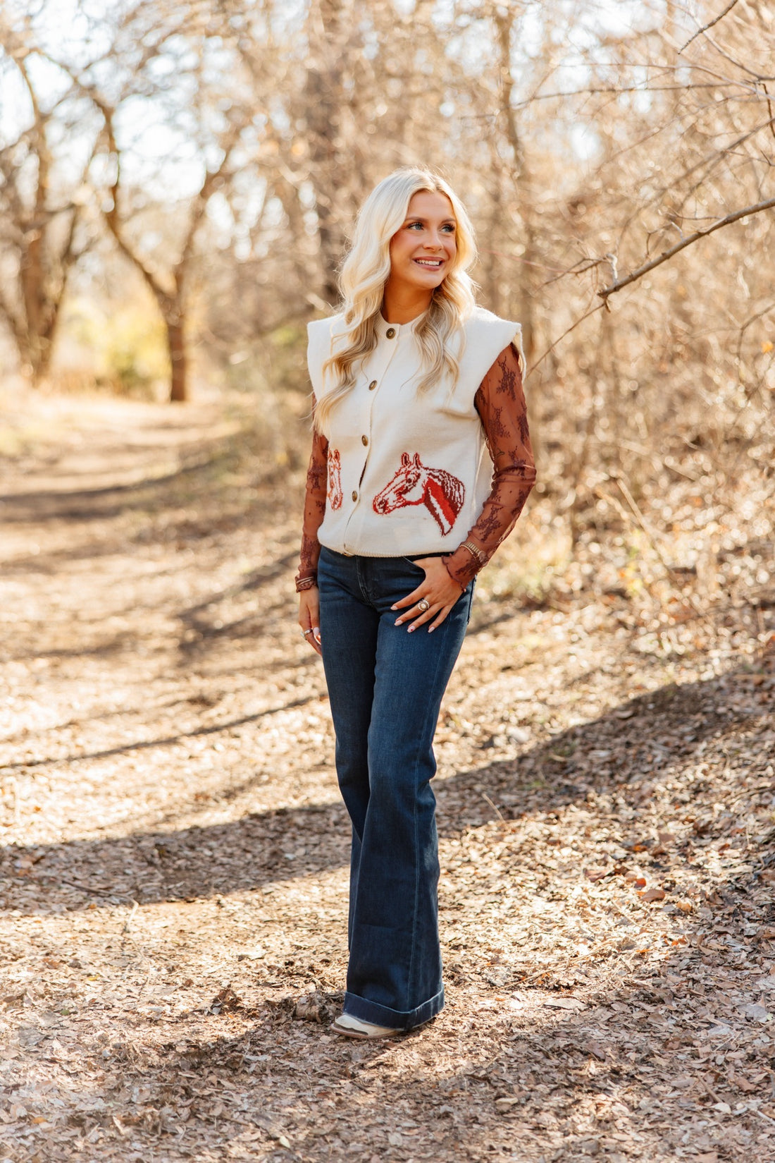 Horses on Ivory Sweater Vest