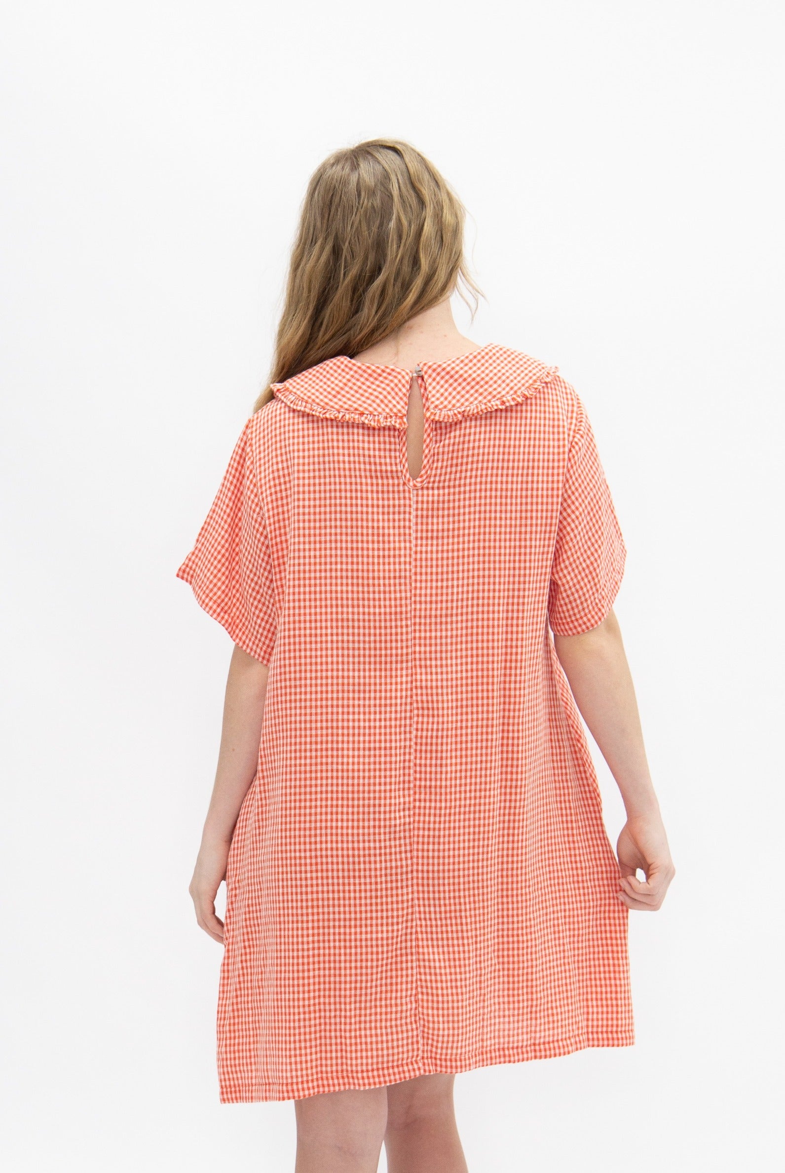 Orange and Grey Gingham Dress