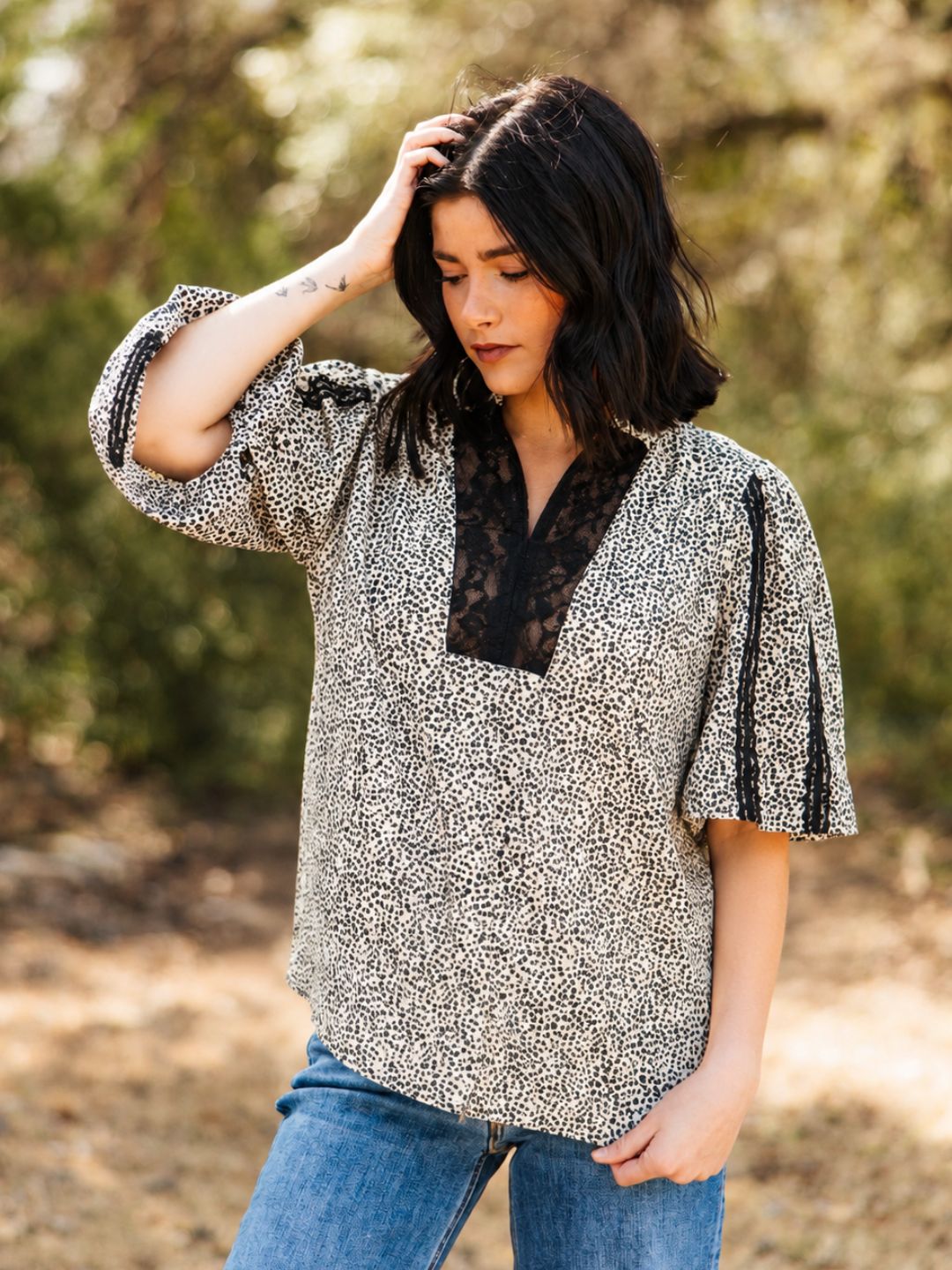 Black & Ivory Floral Top