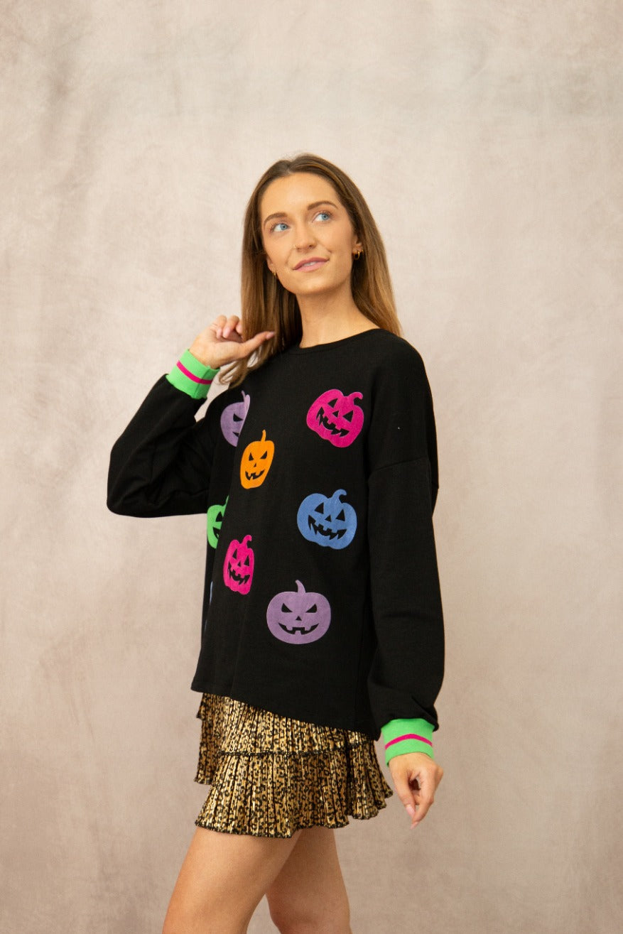 Velvet Pumpkins Halloween Top