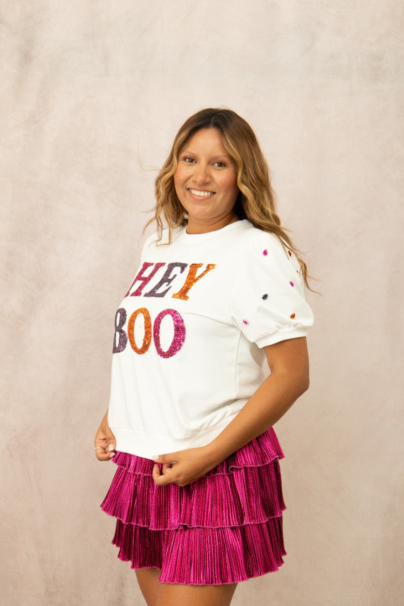 Sequin 'Hey Boo' Halloween Top