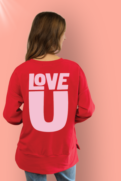 Love U Red Micro Fleece Crewneck Micro Fleece Crewneck