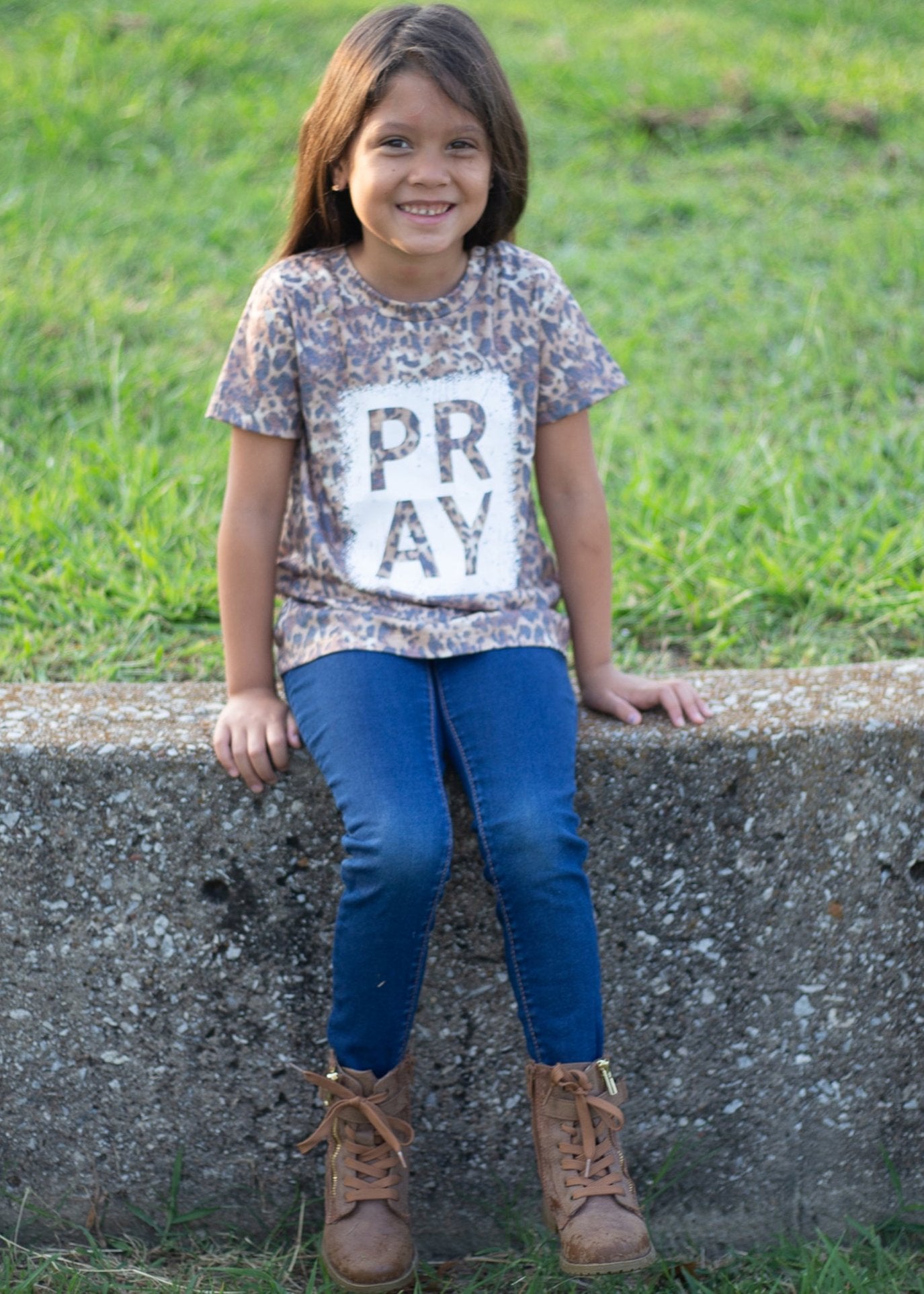 Girls Pray on Vintage Cheetah Crew Neck Tee