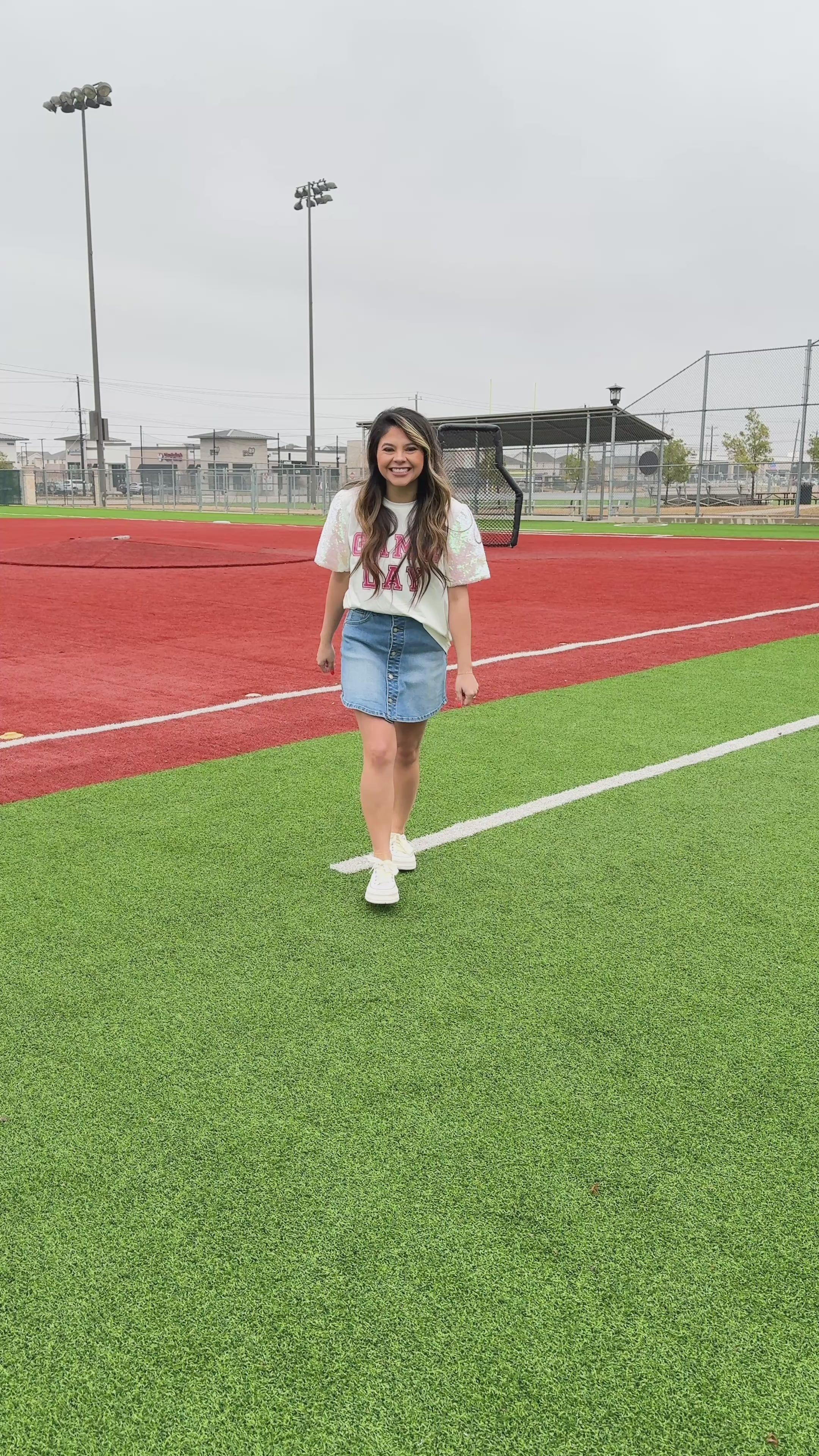 Gameday Pink Glitter on Princess Top, White
