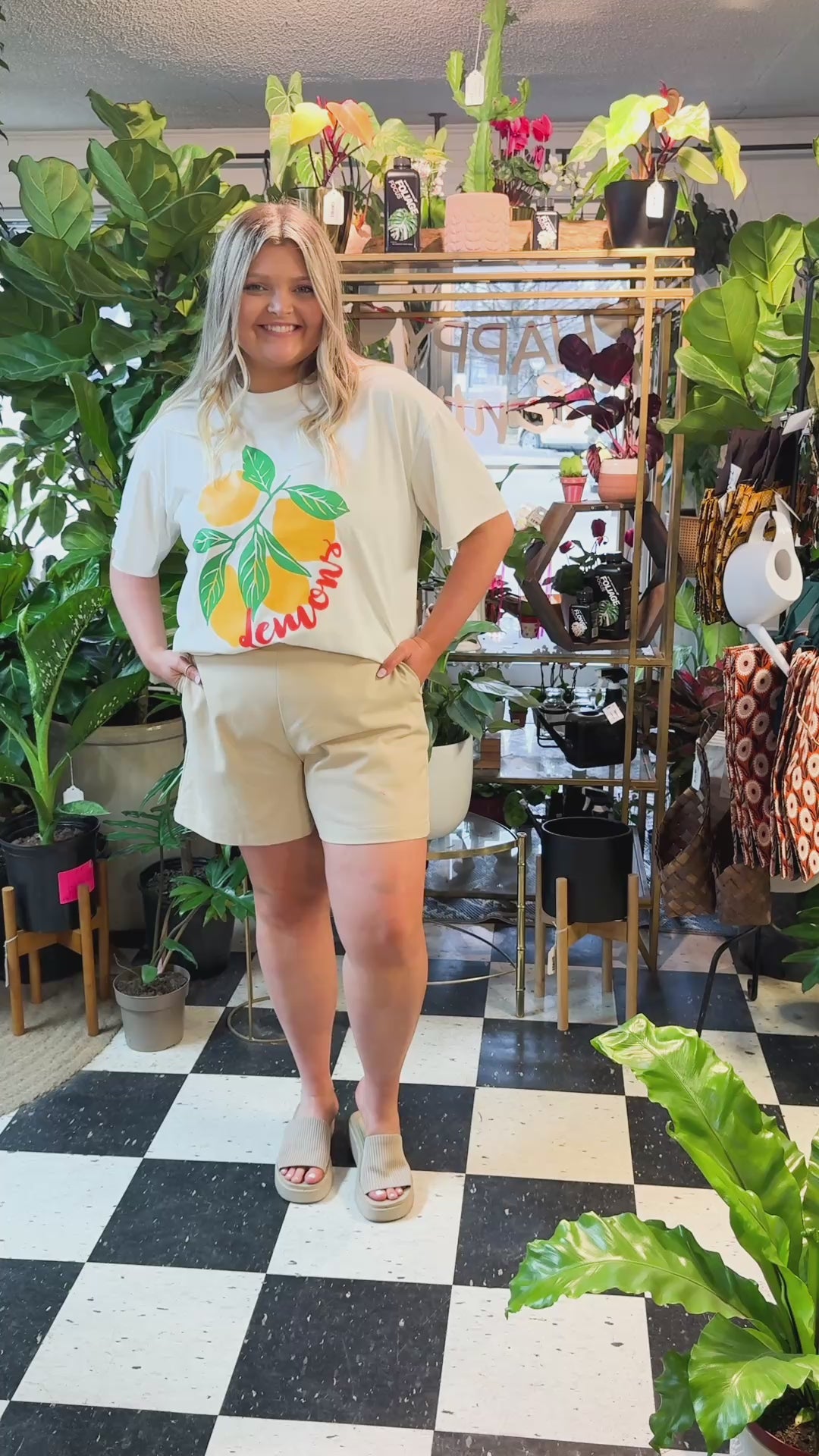 Lemons on White Tee Shirt