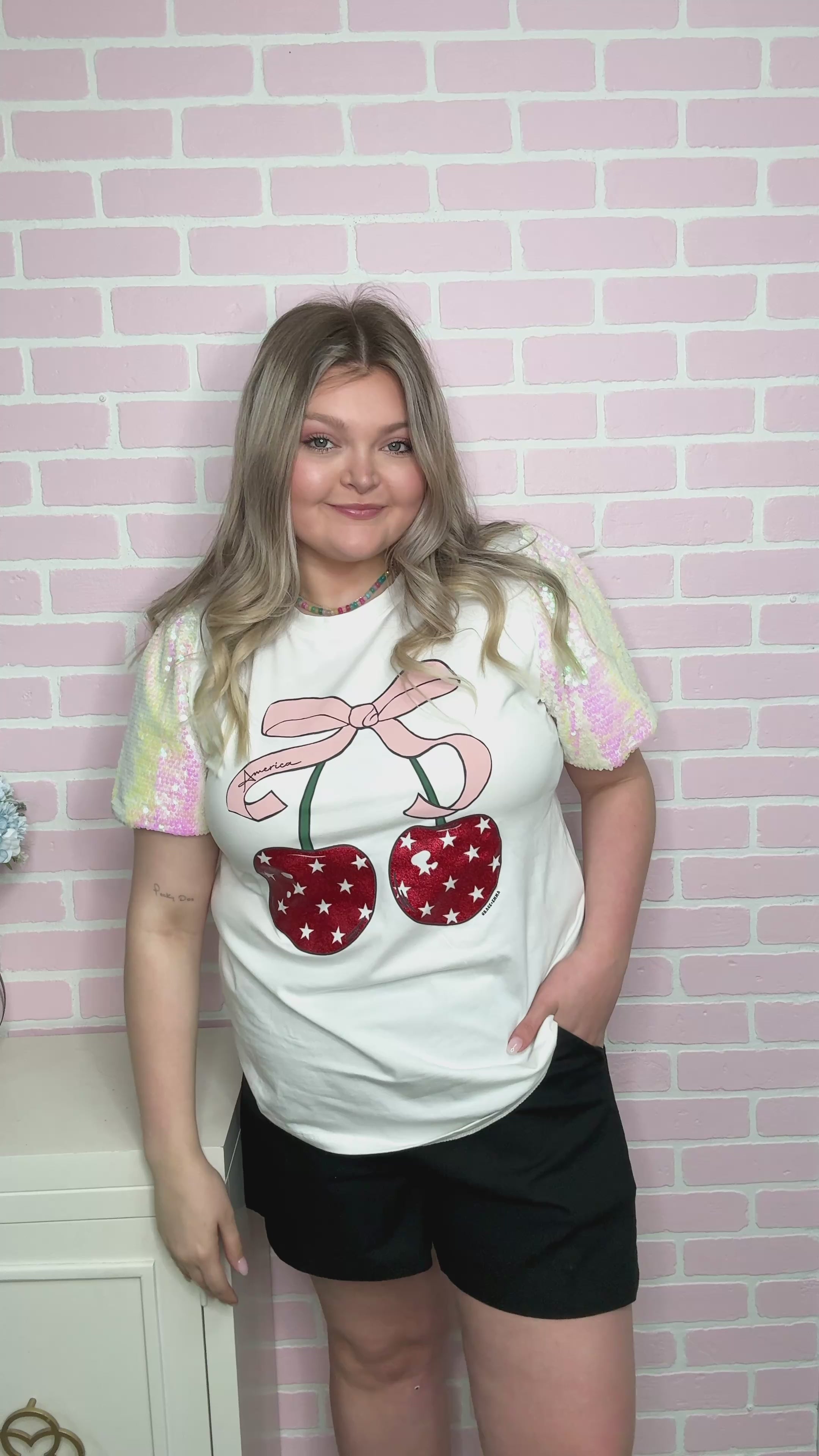 America Cherry's on Princess Top, White