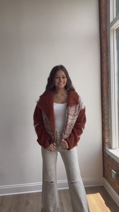 Tan Sherpa With Aztec Details