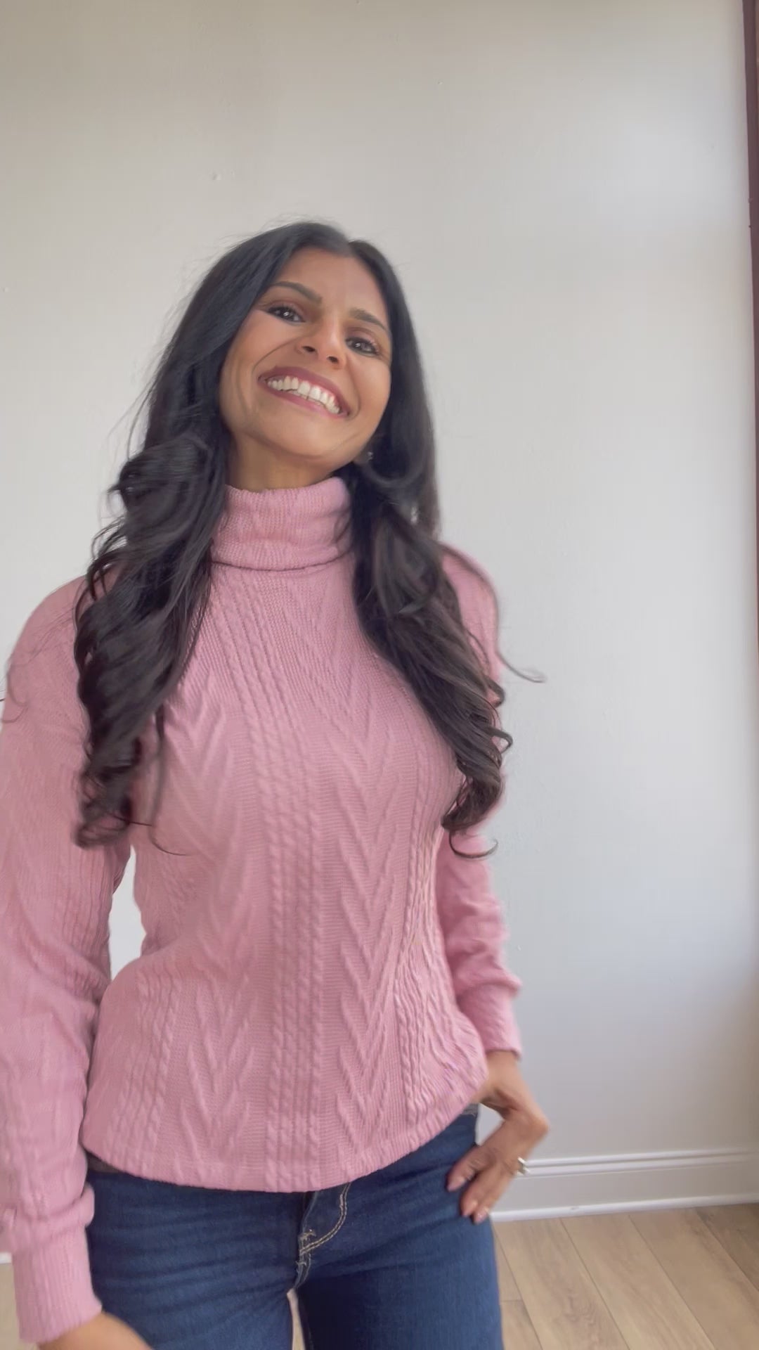 Pink Turtle Neck Knit Sweater