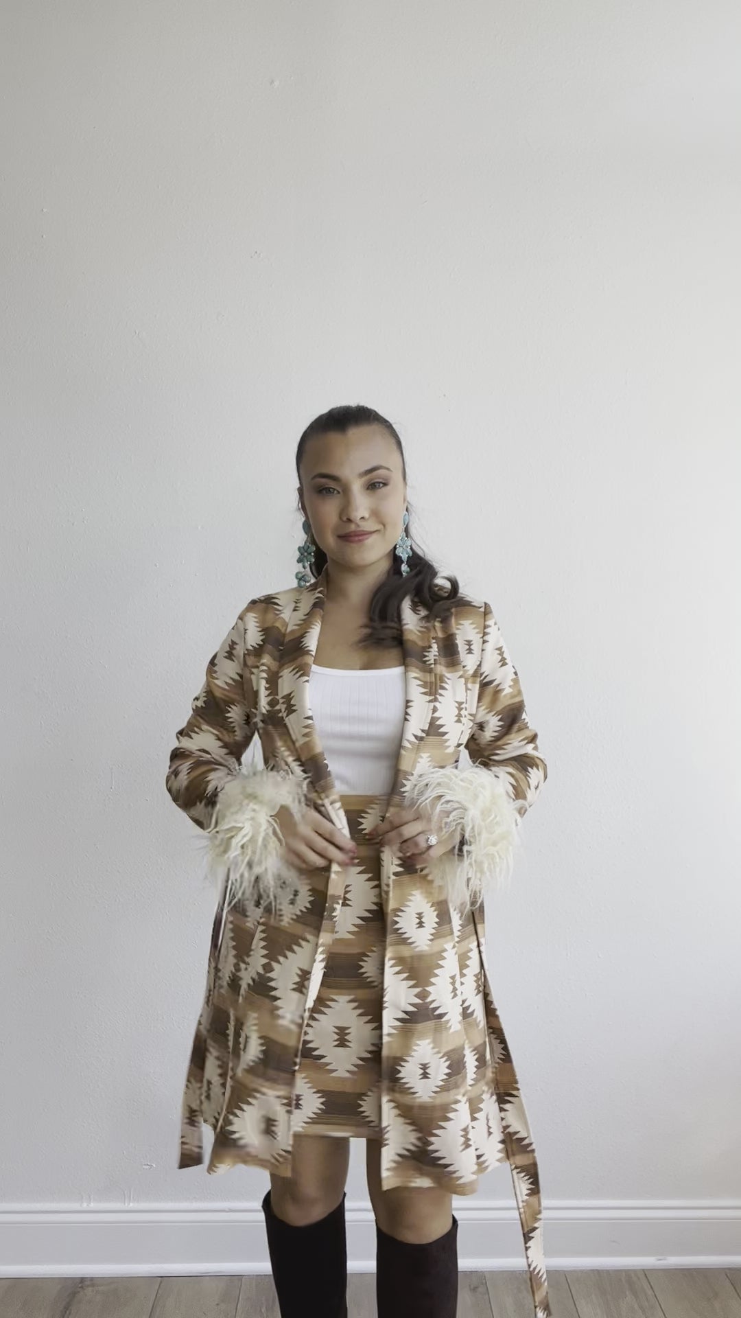 Rio Grande Royale Fur-Trimmed Aztec Coat