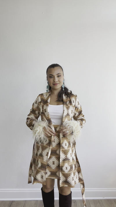 Rio Grande Royale Fur-Trimmed Aztec Coat