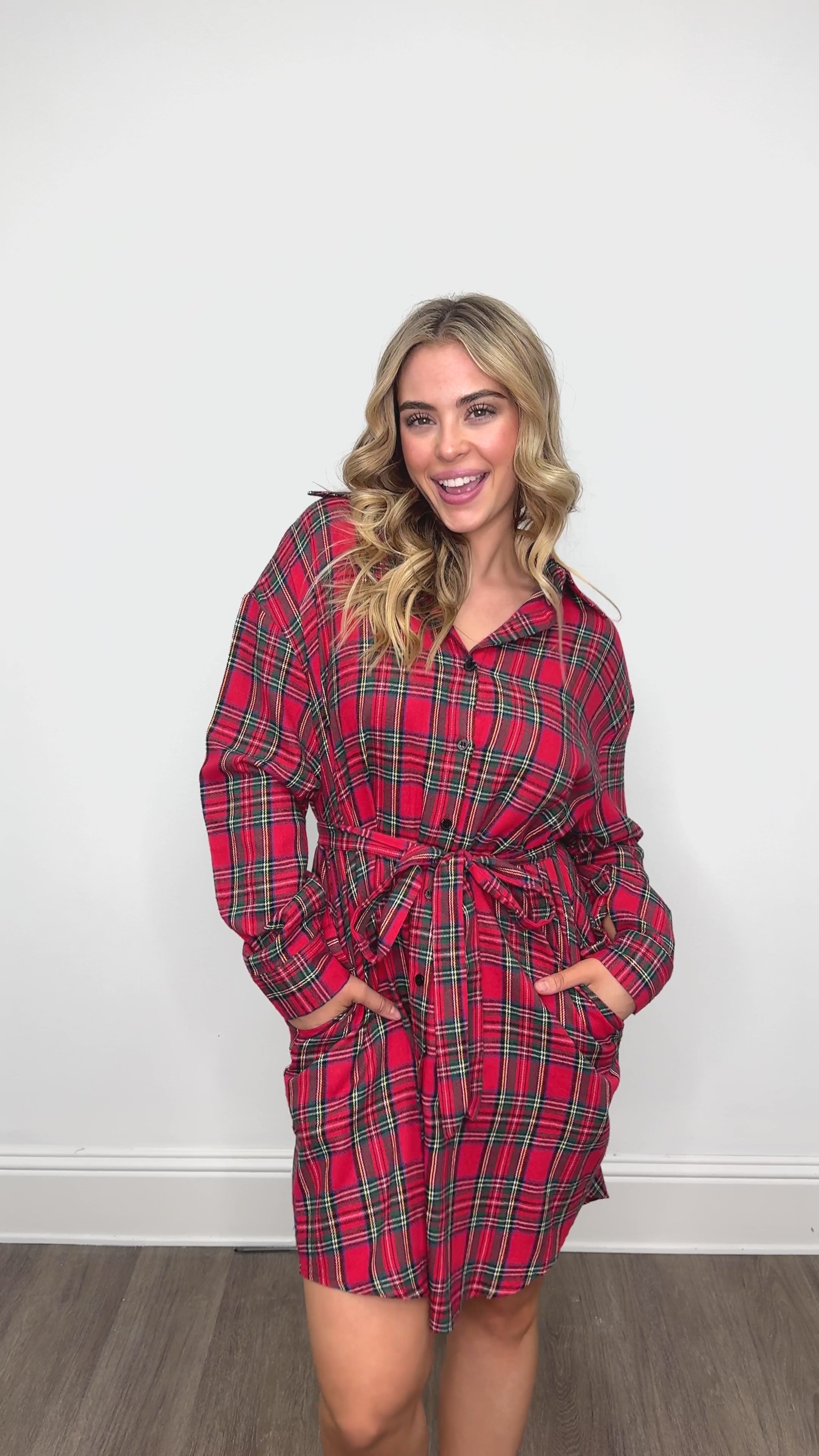 Flannel Dress, Red
