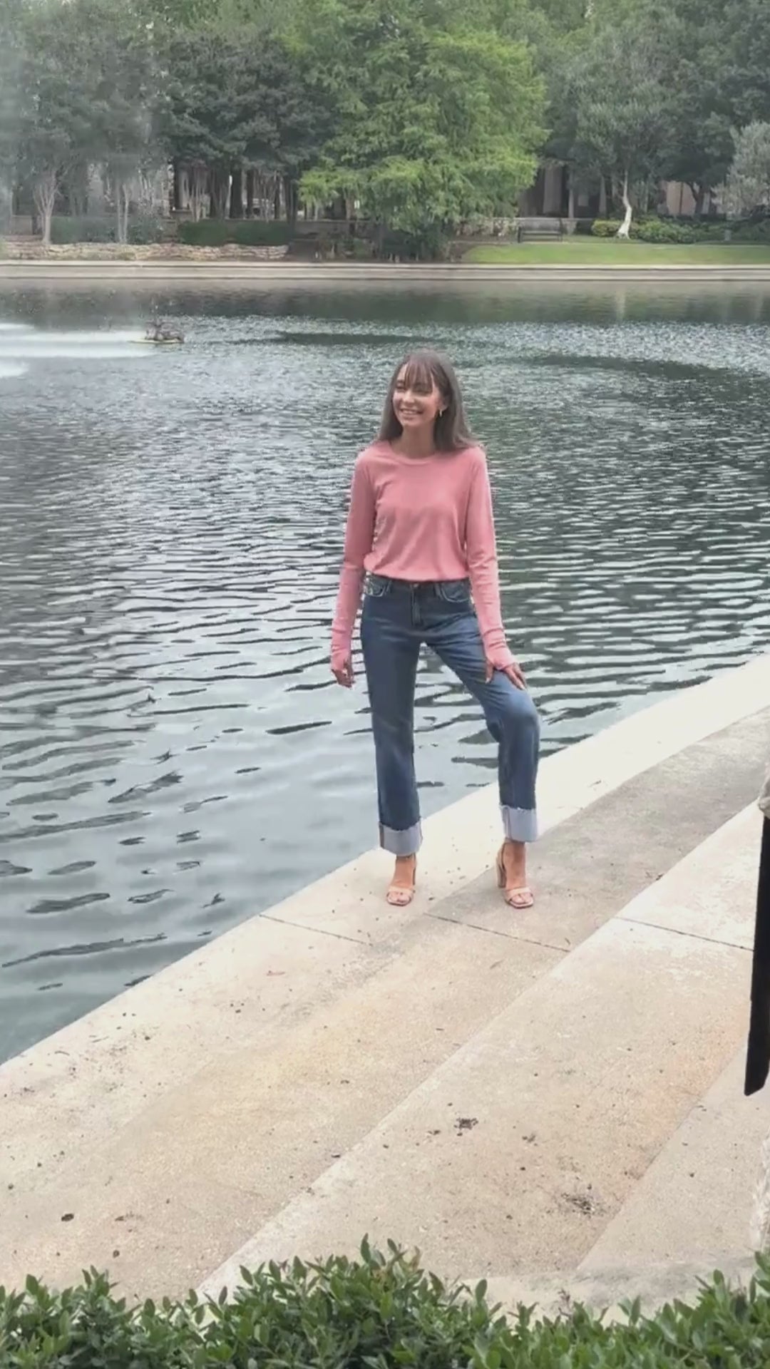 Ribbed Long-Sleeve Top, Blush Pink