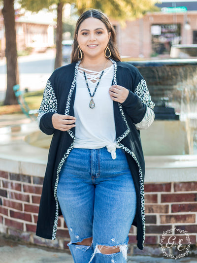 Feeling My Best Cardigan with Leopard & Stripe Details