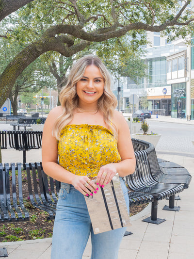 The Beach Is Calling Mustard Floral Crop Top