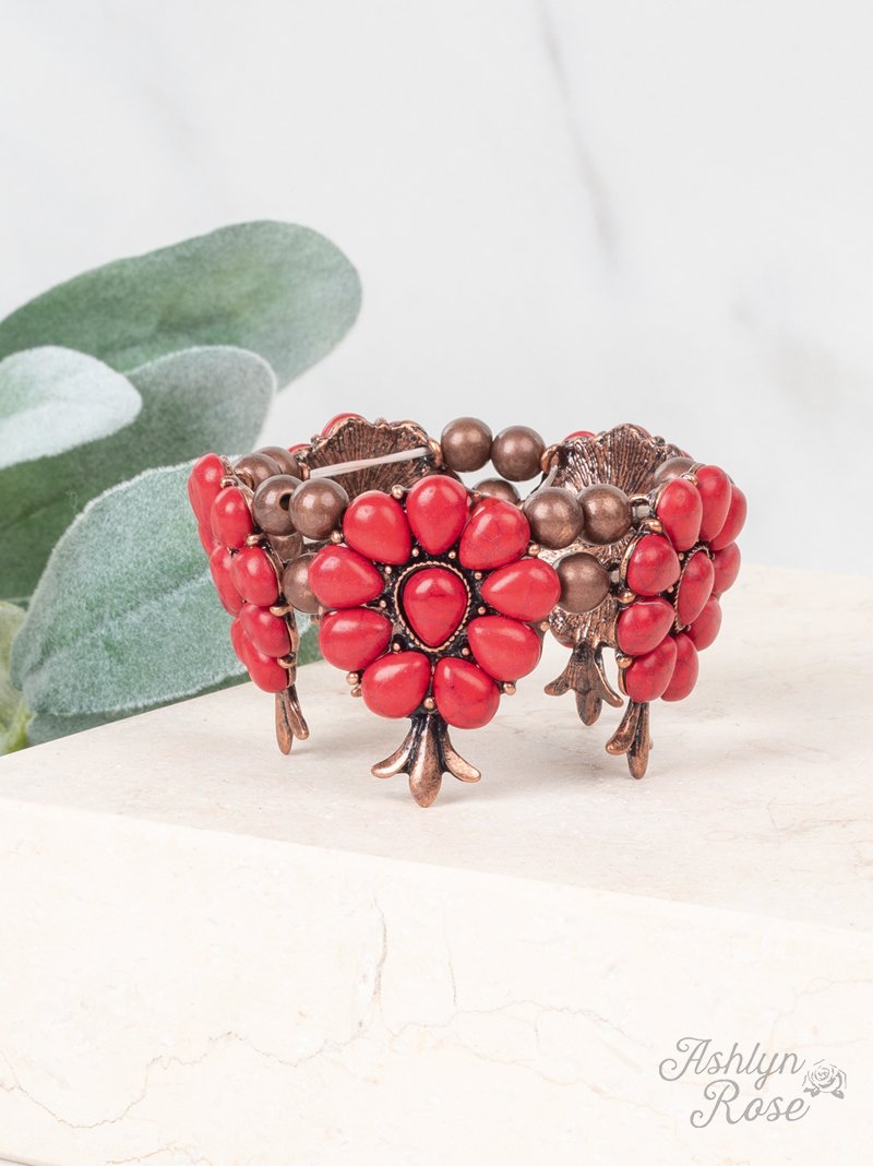 Red & Copper Saddle Up Stone Bracelet