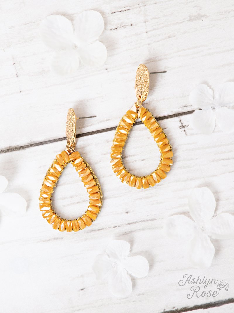 So In Style Drop Earrings, Mustard