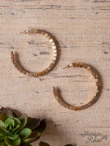 BLAME IT ON MY ROOTS GOLD SQUARE BEADED HOOPS
