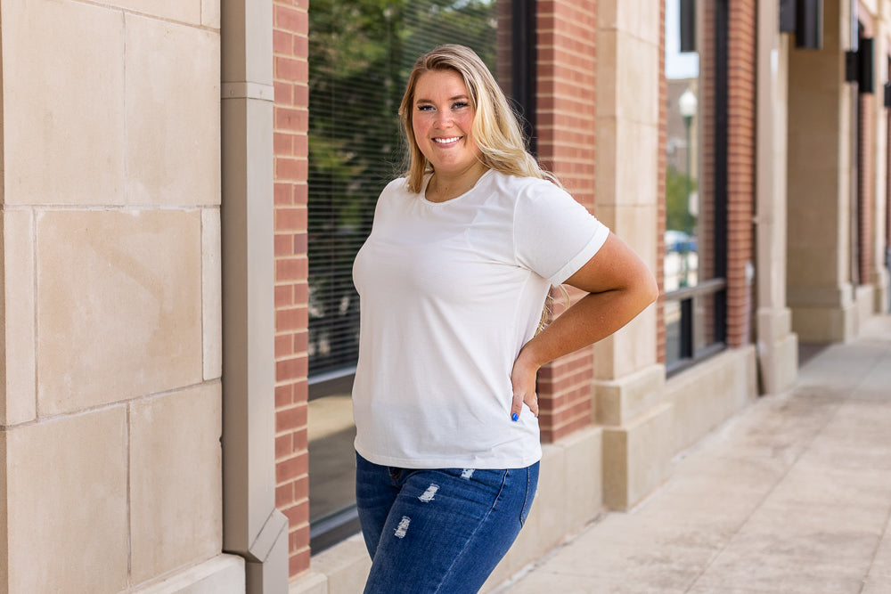 Vanilla Bean-White Cuff Tee