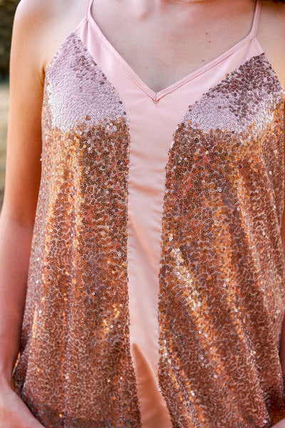 Stop The Show Sequin Tank in Rose Gold