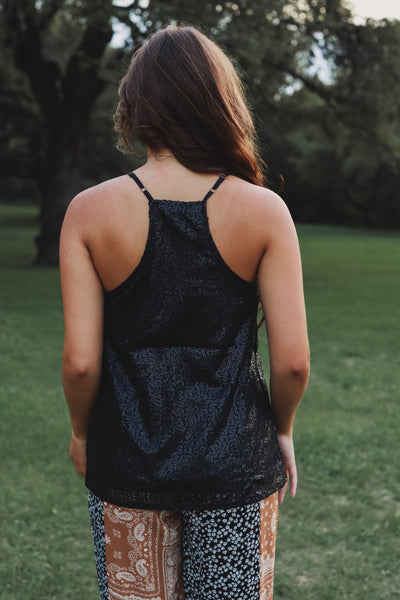 Stop The Show Sequin Tank in Black