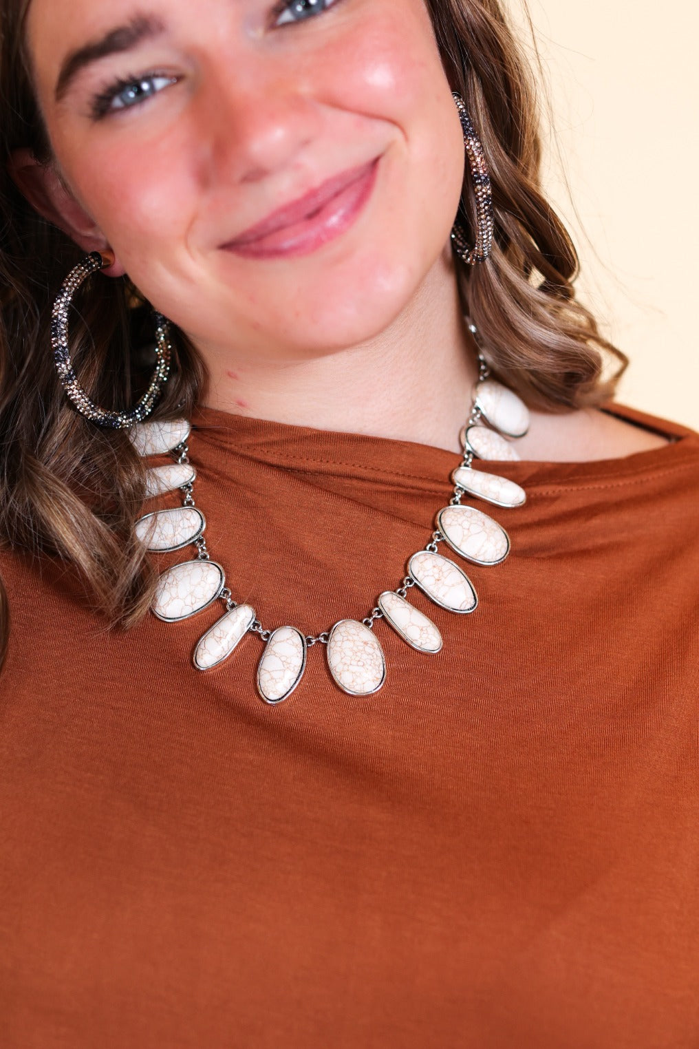 Cream Oval Navajo Stone Necklace