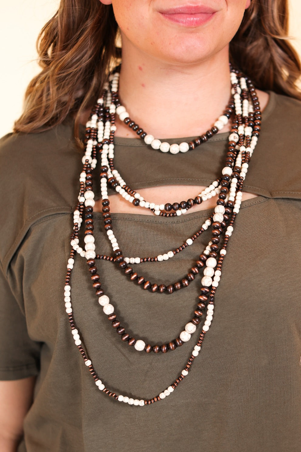 My Boho way seven strand cream necklace