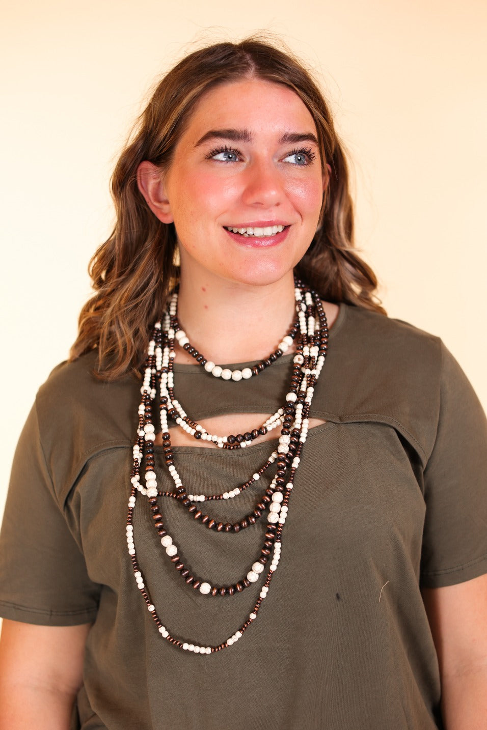 My Boho way seven strand cream necklace