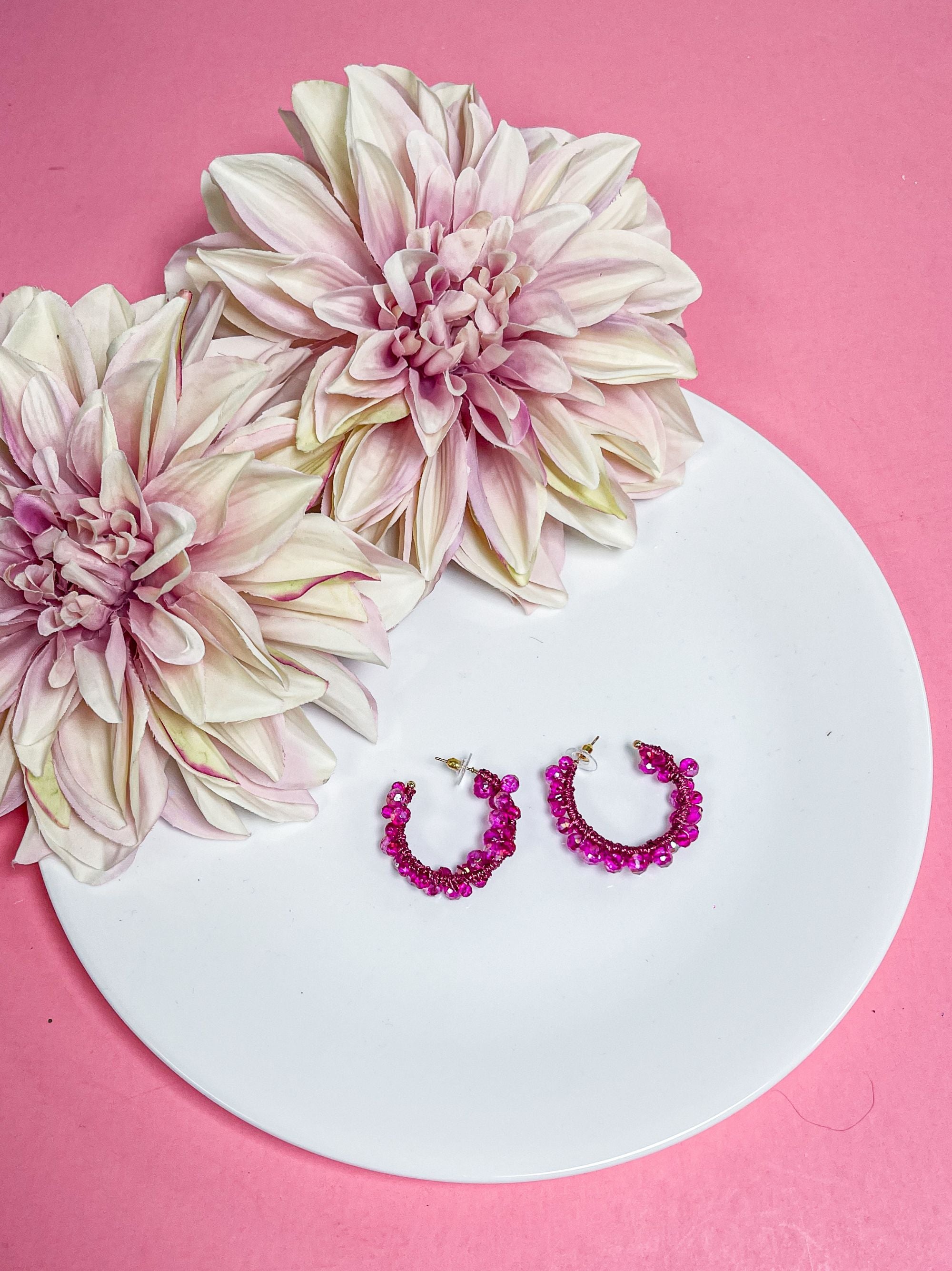 Bloom Hot Pink Hoop Earrings