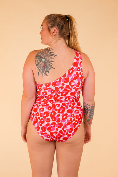 The Victoria Pink and Red Leopard One Piece