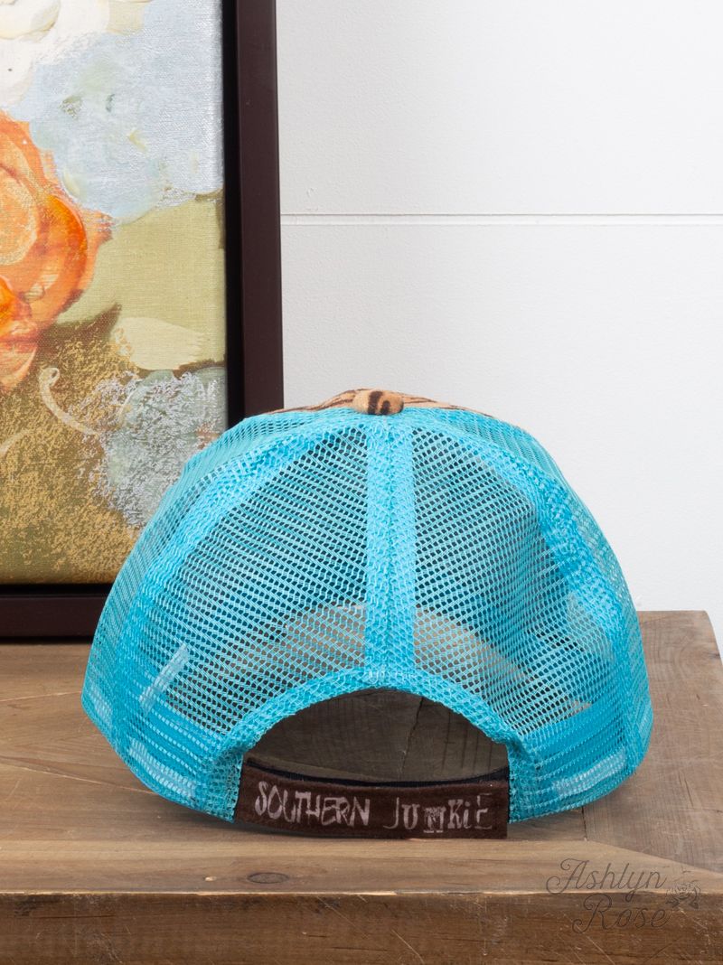 GIRLS Leopard & Turquoise Mesh Hat