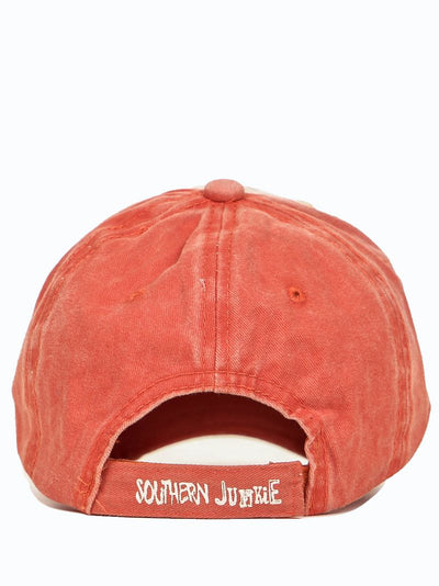 Girl's Distressed Orange and Cream Hat