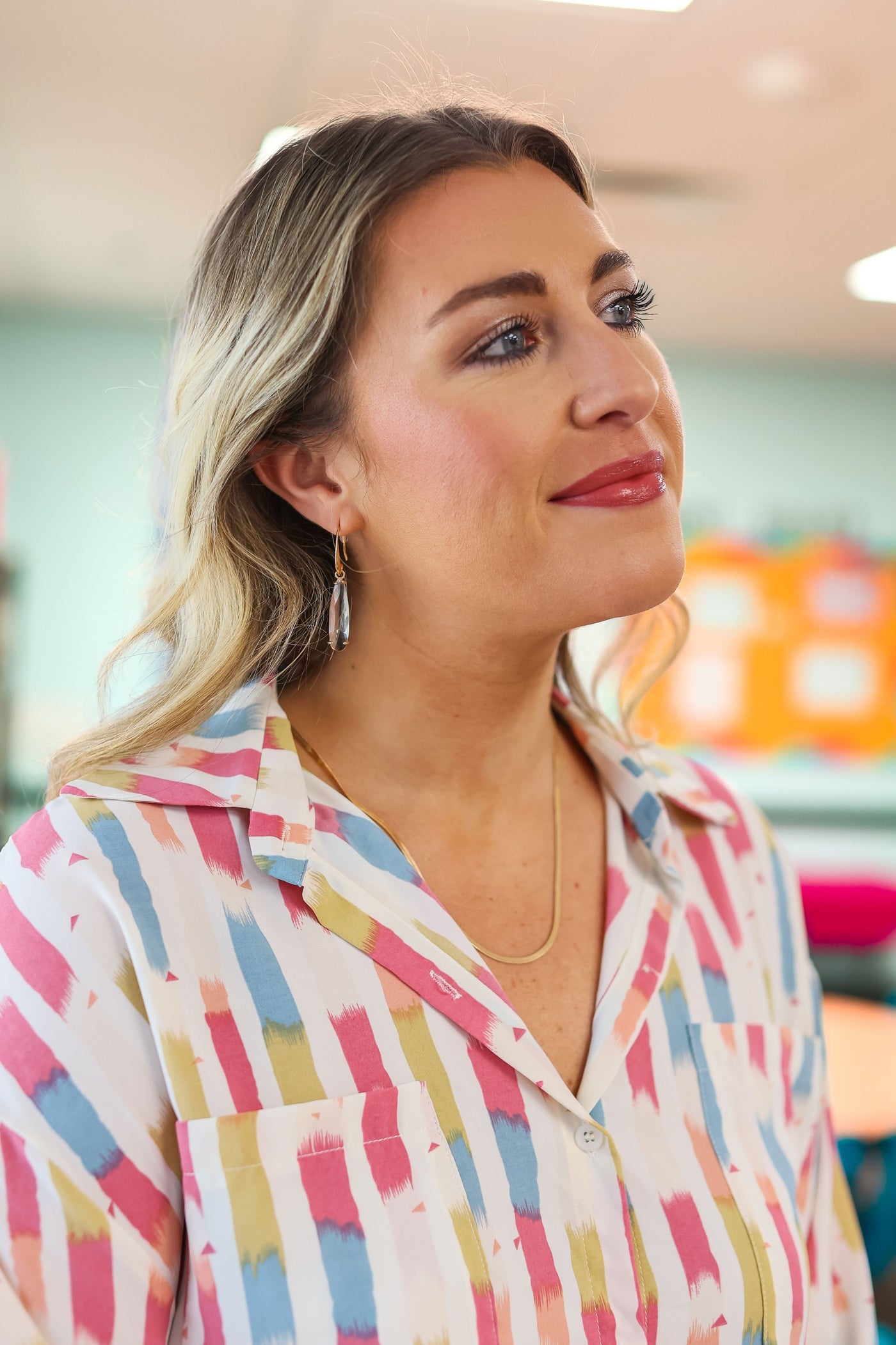 Kathryn Classic Button-Up, Watercolor Striped