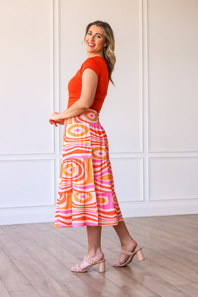 The Marilyn Midi Skirt in Orange