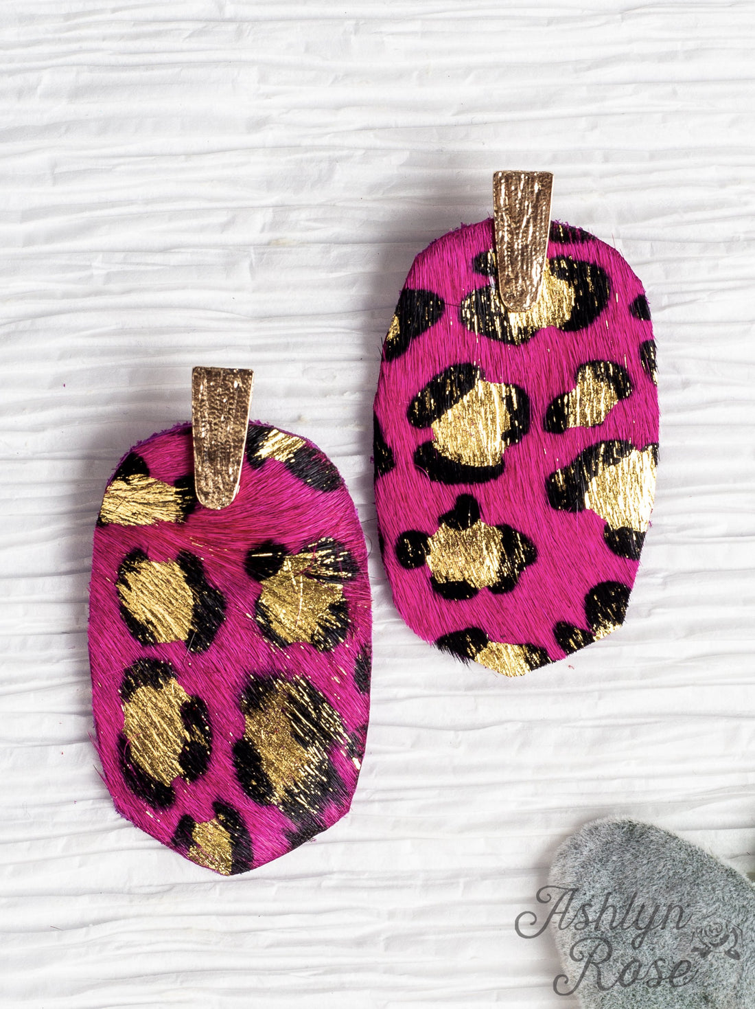Should've Been Better Oval Leopard Earrings, Fuchsia